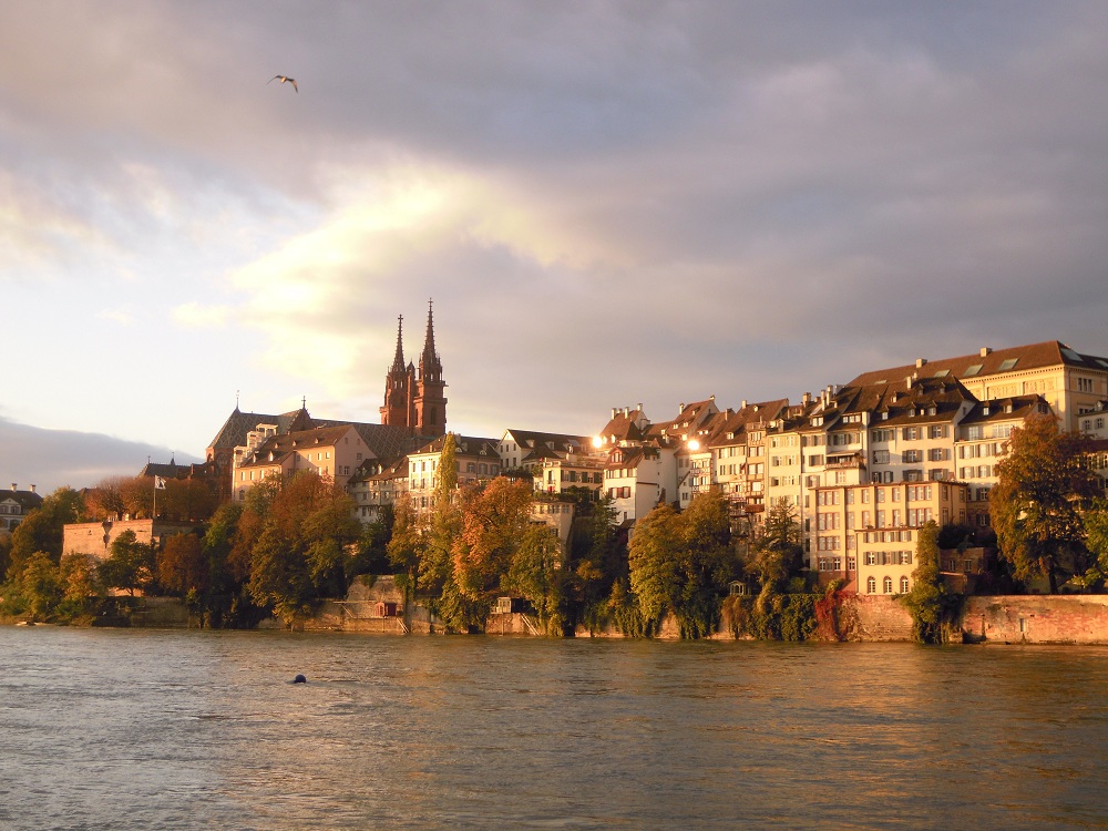 Blick auf die Pfalz in Basel mit Mnster